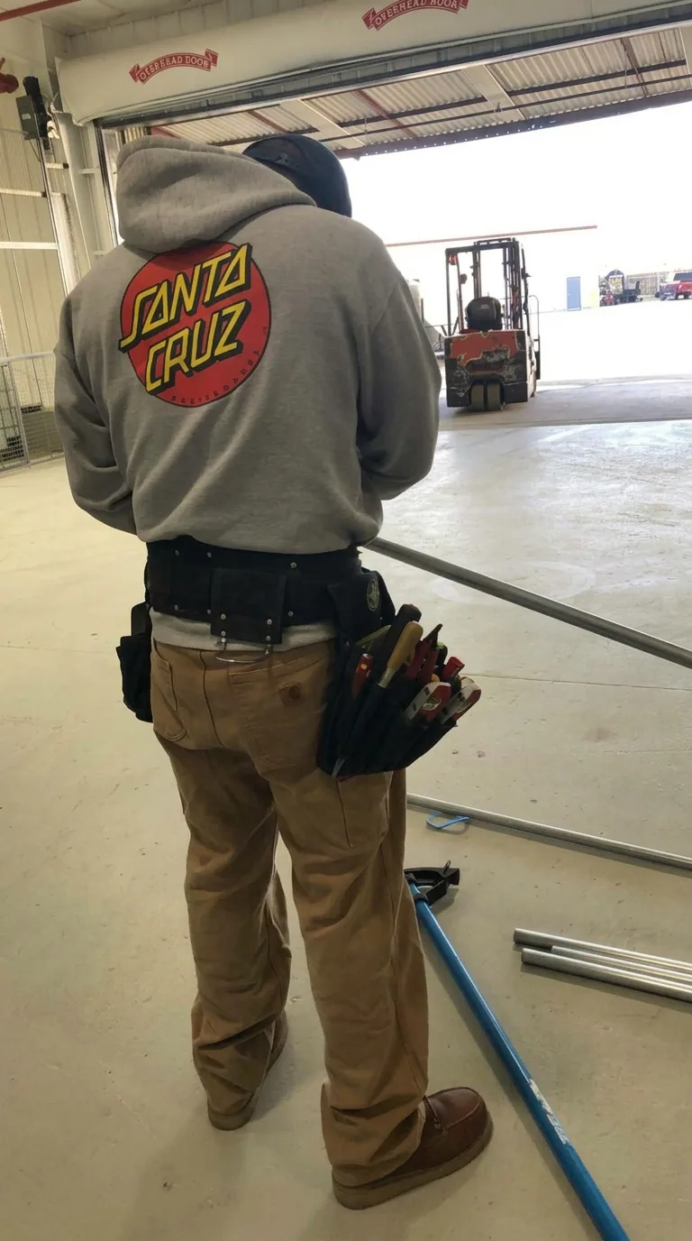 Nick learning to bend conduit on a shop floor