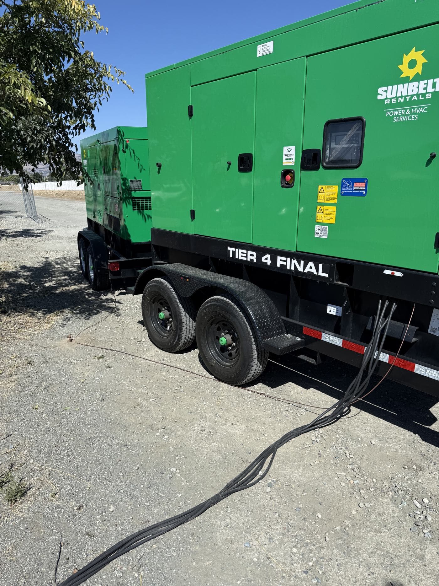 Generator cables routed to temporary power equipment