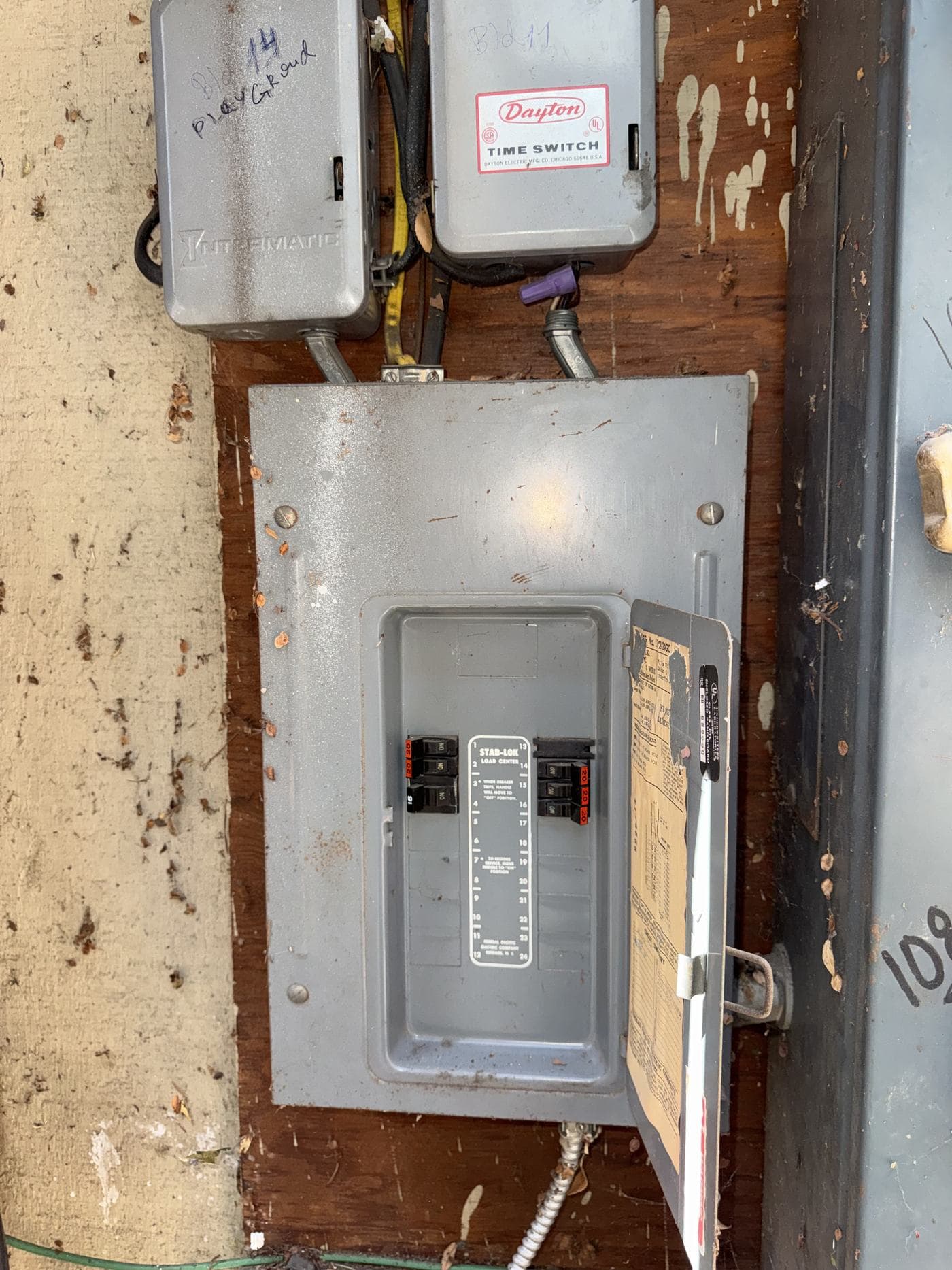 Open electrical panel documented during field work