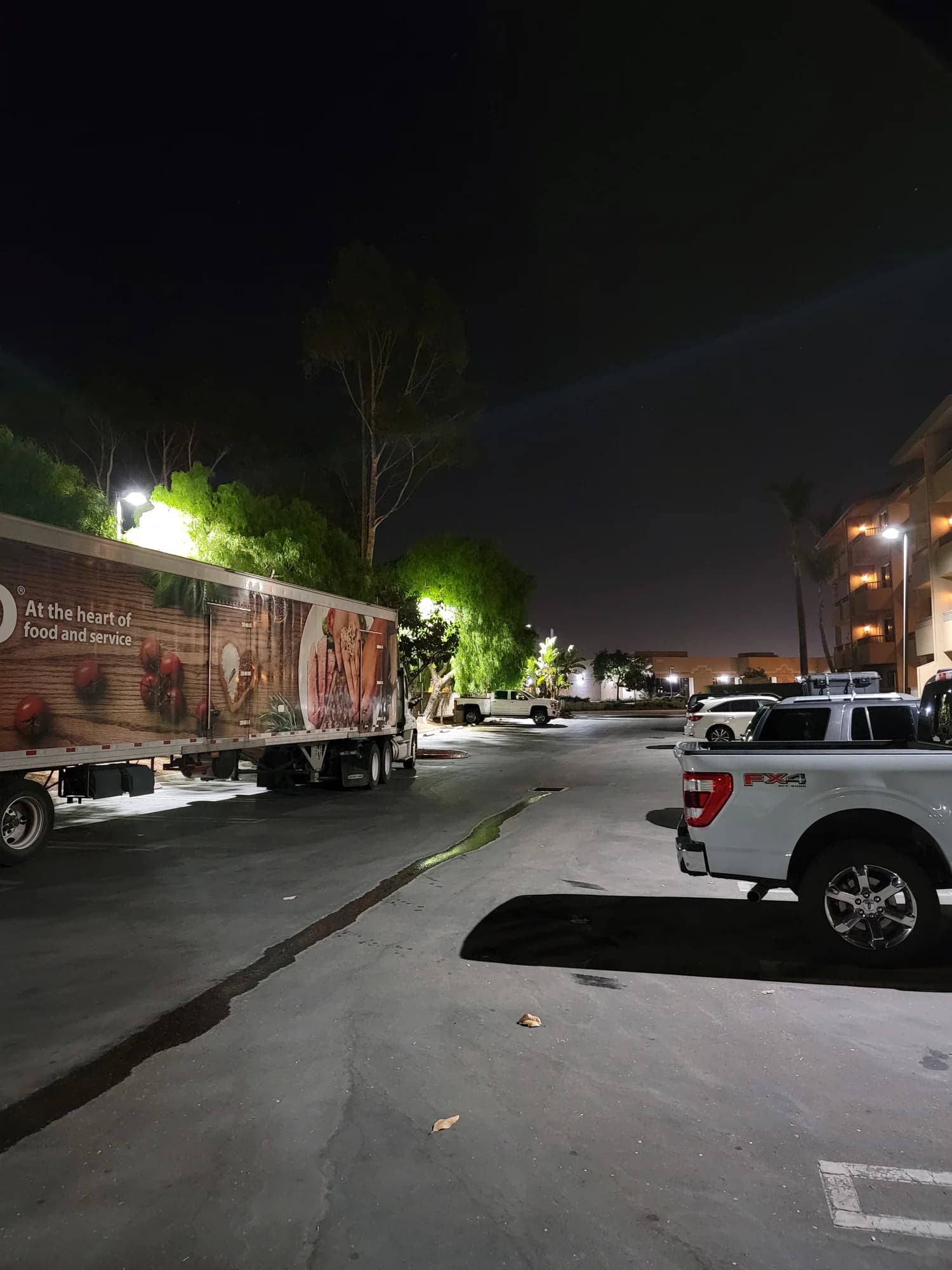 Nighttime parking-lot lighting in Santa Maria