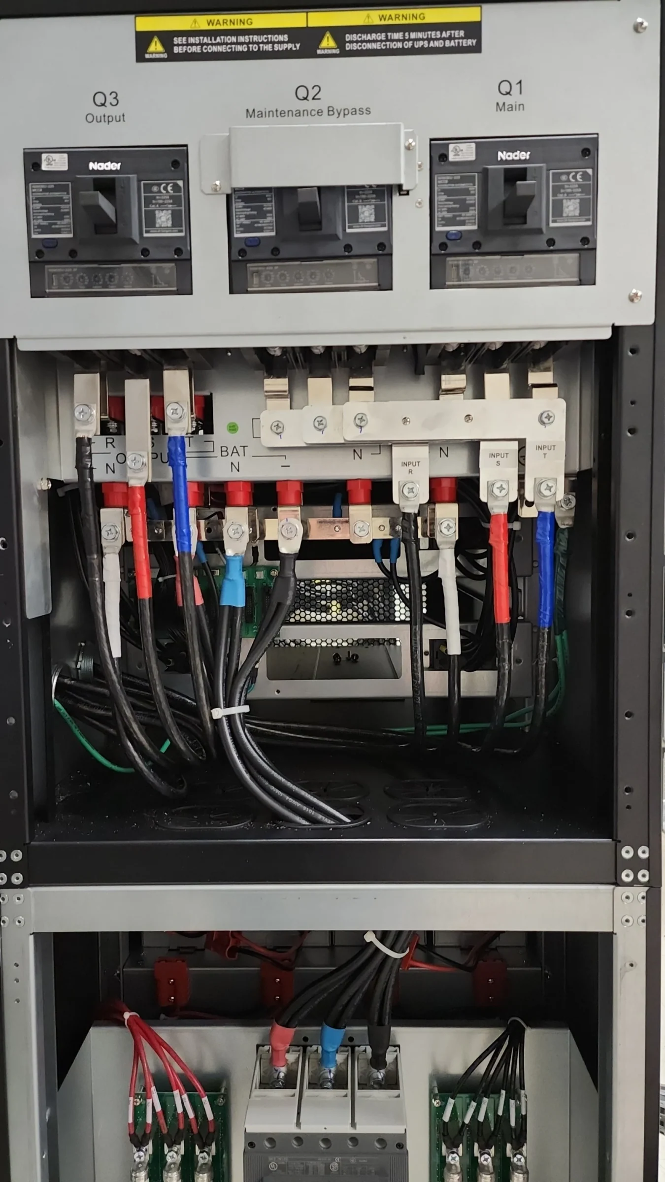UPS input, output, and maintenance bypass connections at SJSU