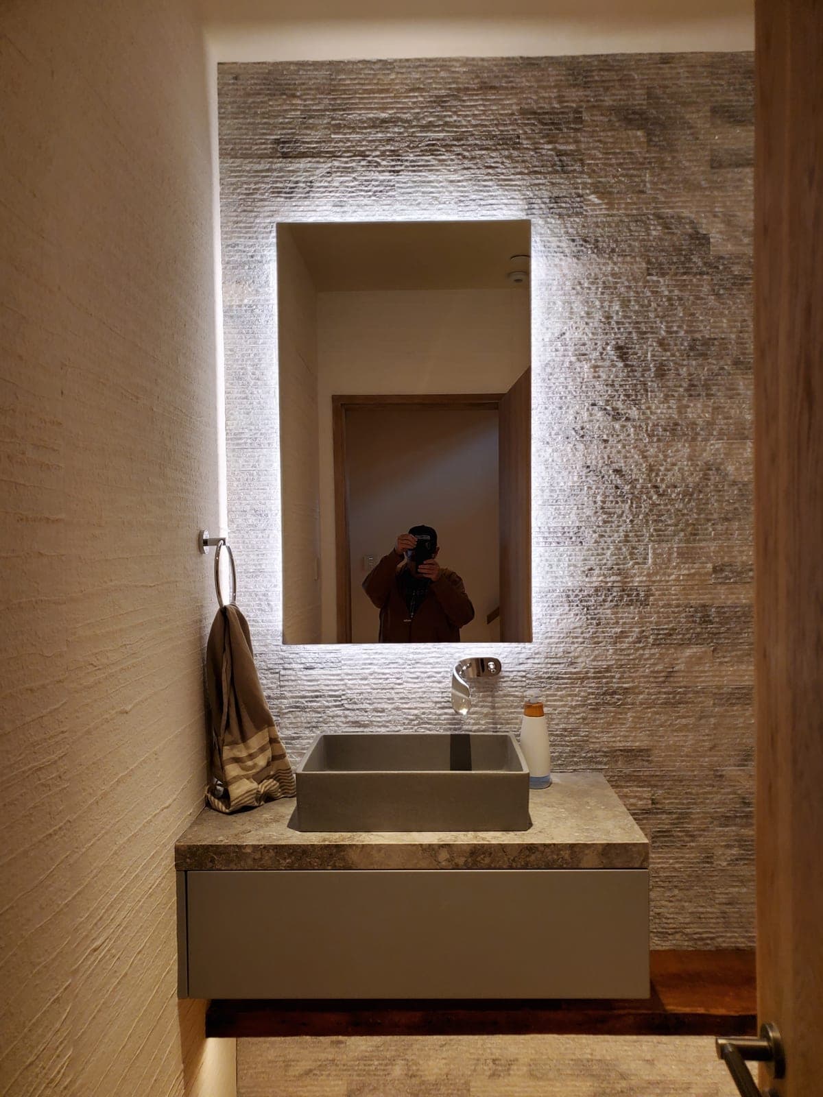 Vanity backlit mirror install with GFCI in a Gilroy bathroom