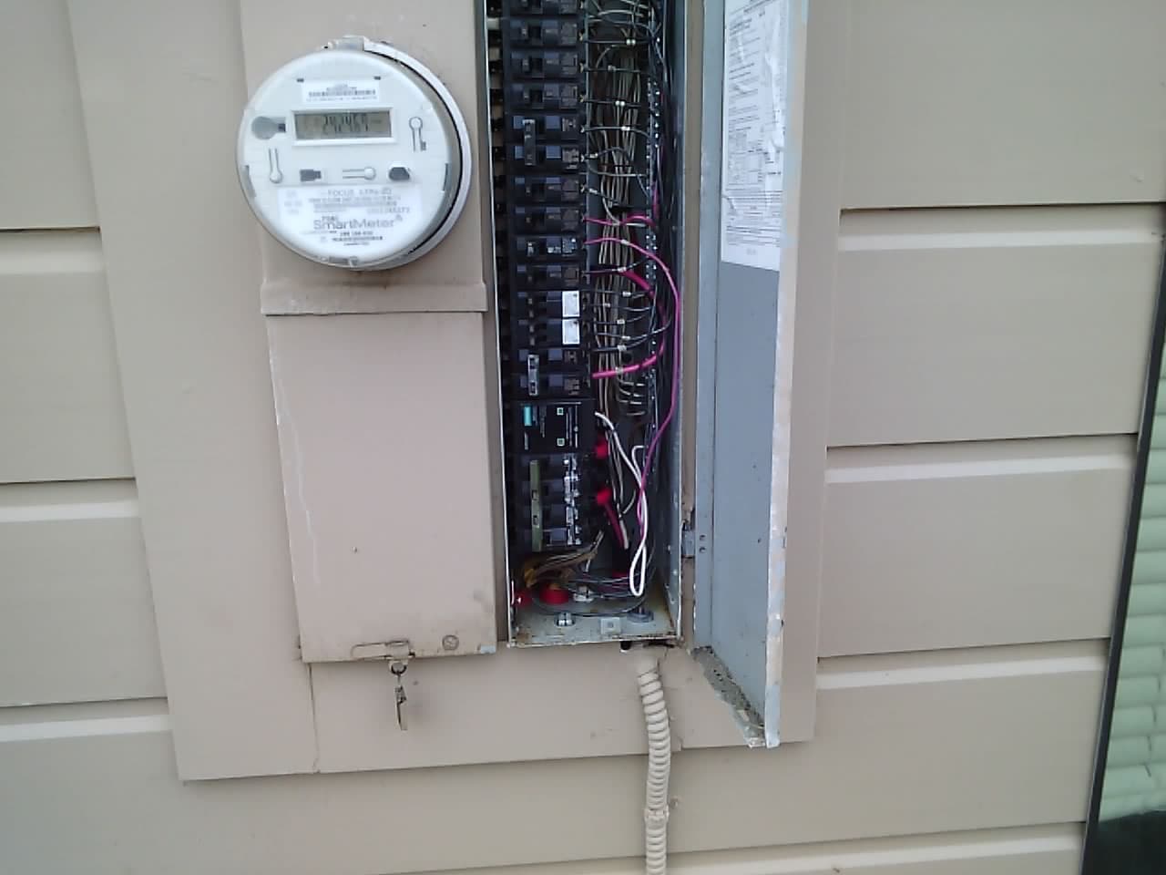 Visible view of an electrical panel for comparison with infrared imaging