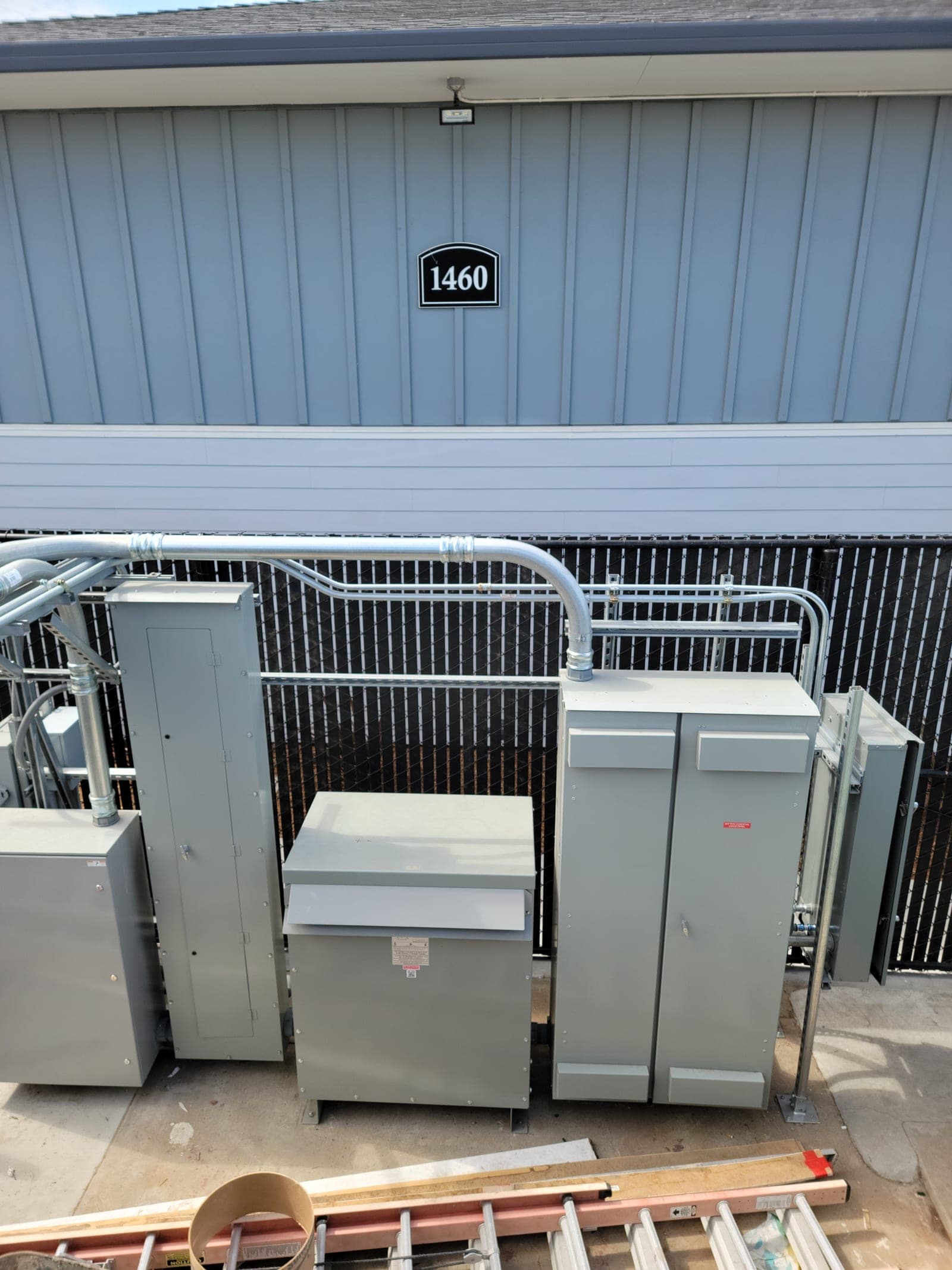 Conduits feeding new commercial kitchen equipment circuits