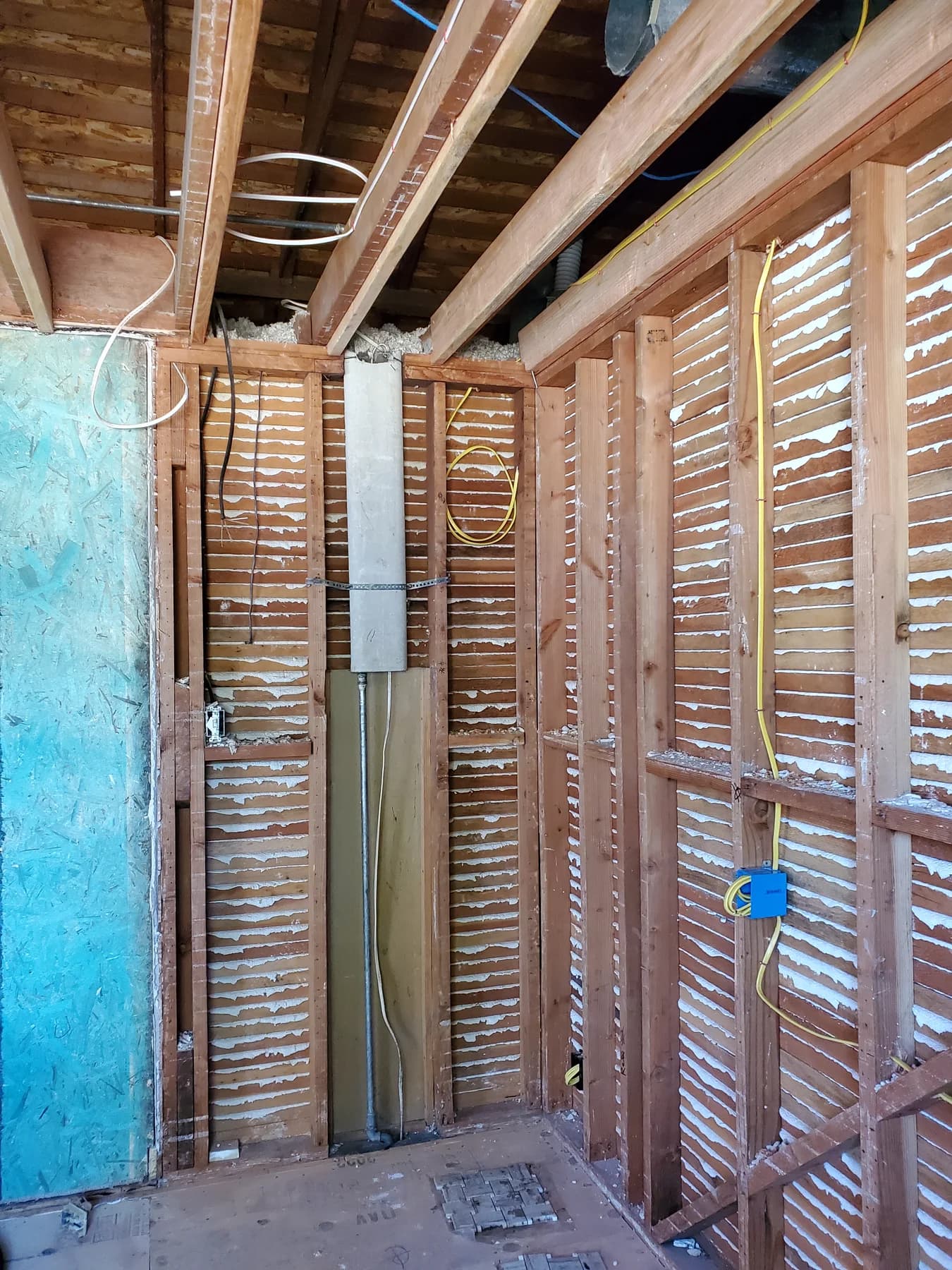 New cable routes and electrical boxes in open residential framing