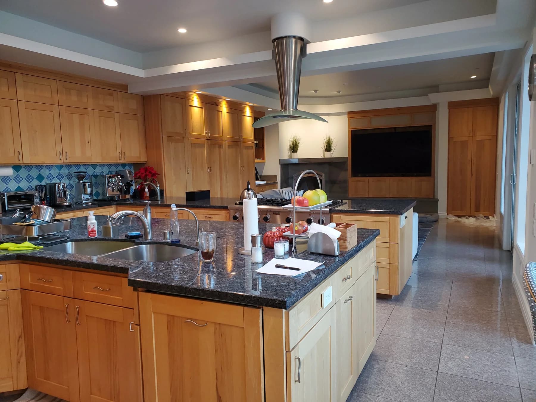 Kitchen lighting and cabinet detail in Santa Cruz