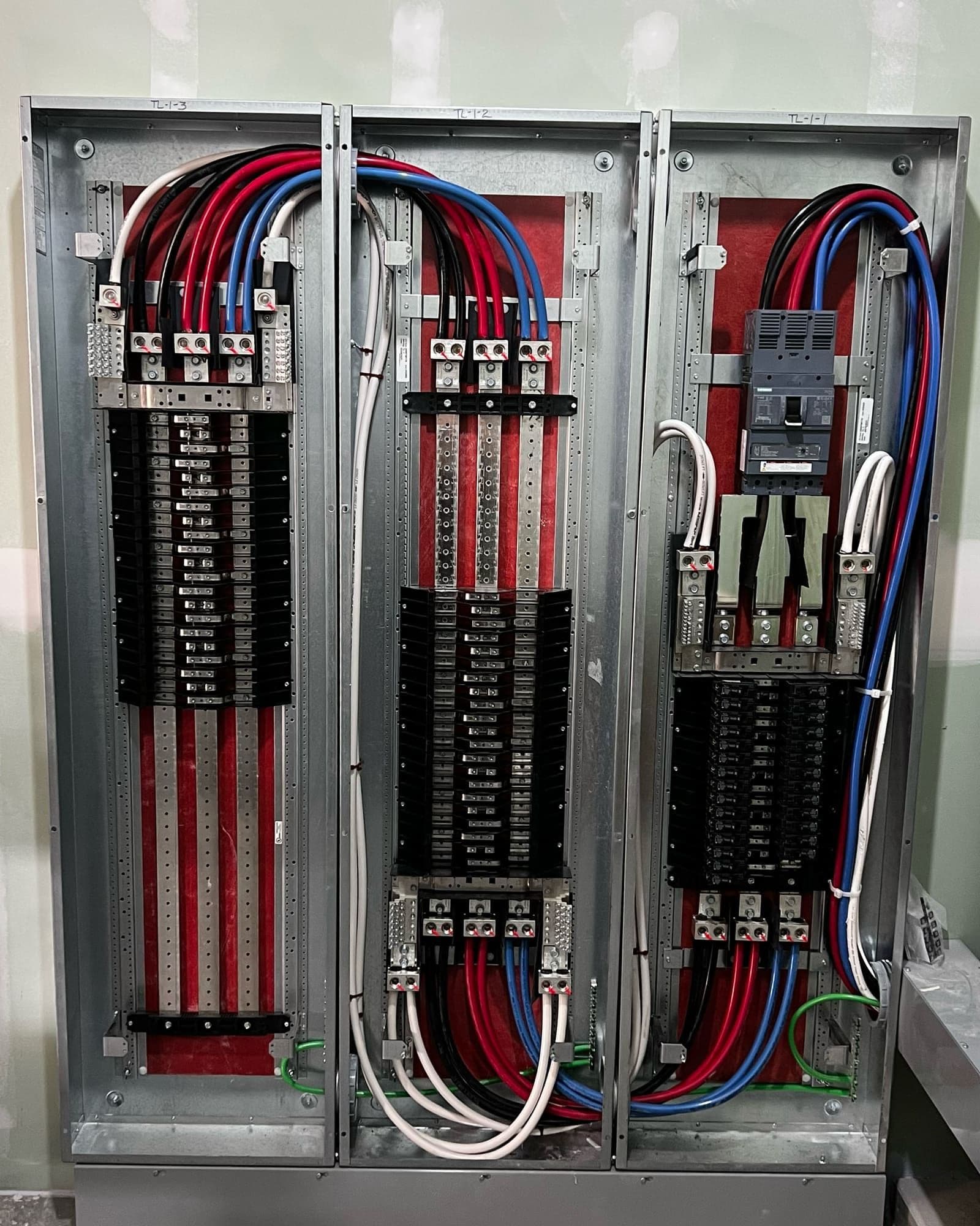 Three-phase service equipment installed and energized