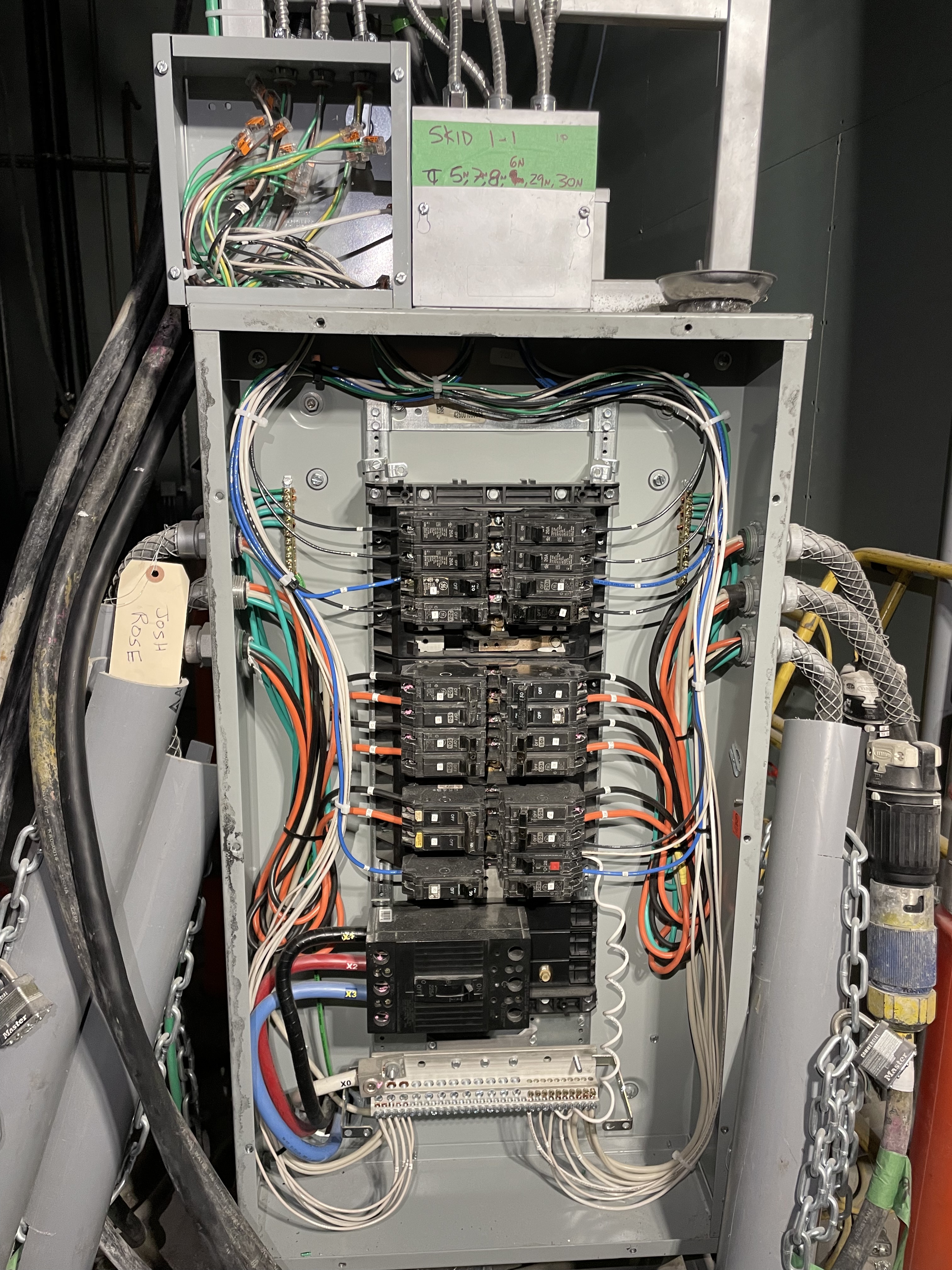 Generator and temporary power setup on a job site