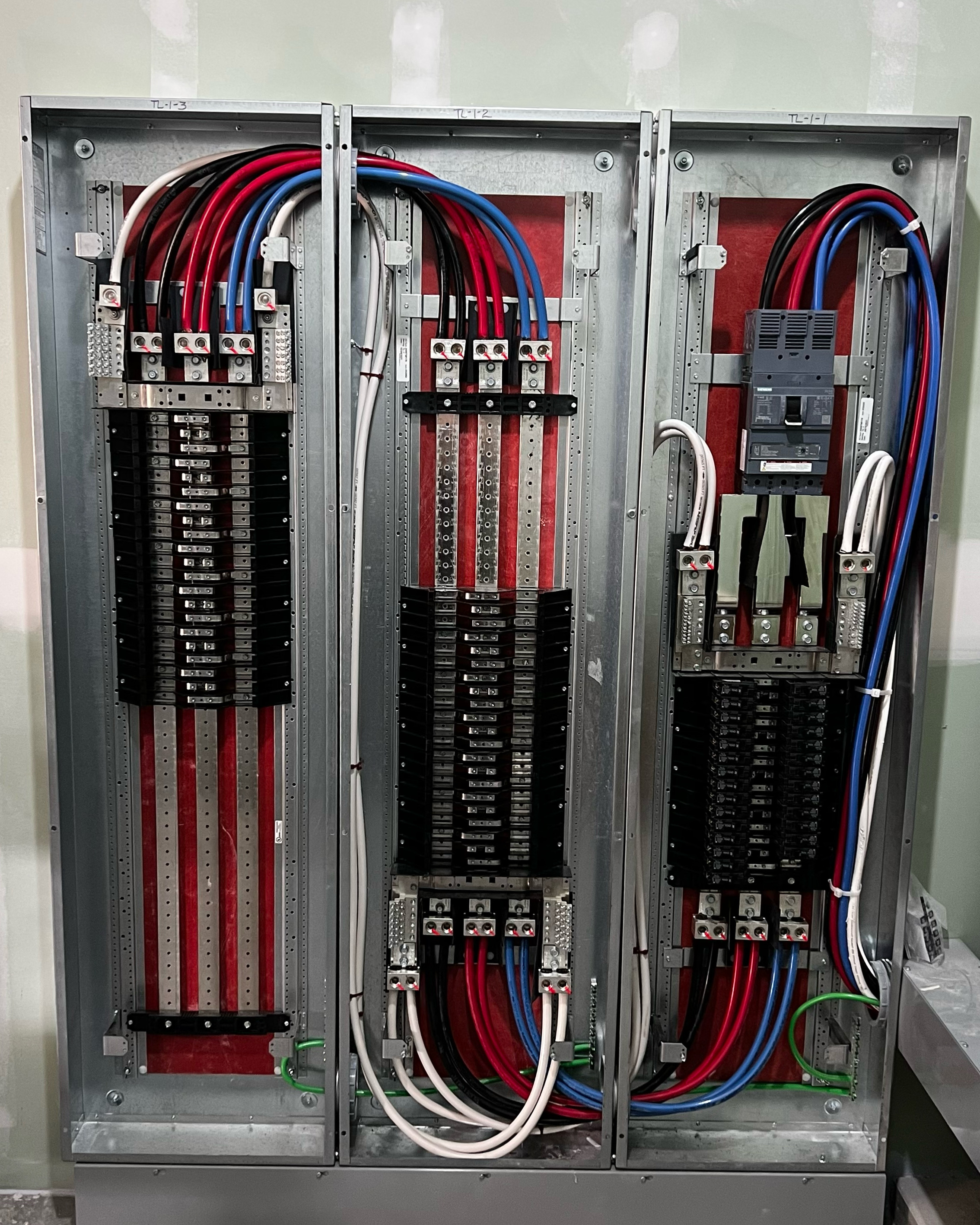 Three-phase service equipment installed and energized